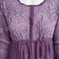 Mauve Short Georgette Chikankari Kurti With Bell Sleeves