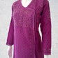 Magenta Purple Ombre Angarkha Pattern Soft Dobby Cotton Chikankari Kurti