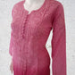 Rose Pink Ombre Shaded Soft Dobby Cotton Chikankari Kurti