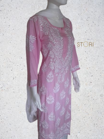 Kaaya Baby Pink Modal Chikankari Kurti