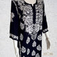 Kaaya Navy Blue Modal Chikankari Kurti