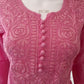 Rose Pink Ombre Shaded Soft Dobby Cotton Chikankari Kurti