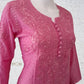 Rose Pink Ombre Shaded Soft Dobby Cotton Chikankari Kurti