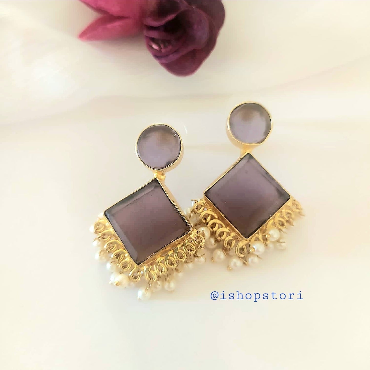 Calista Stone & Pearls Earrings