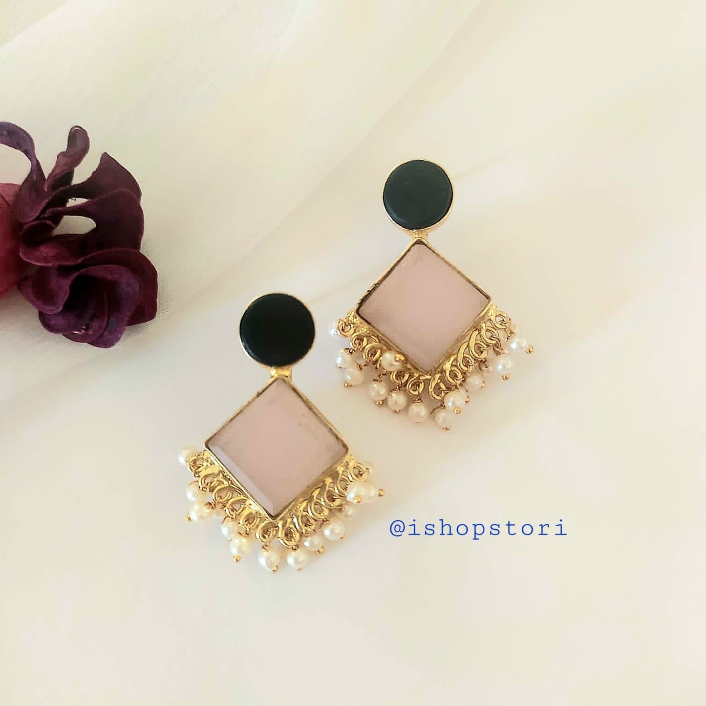 Calista Stone & Pearls Earrings