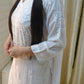 Aleesha White Soft Modal Chikankari Kurti & Palazzo Set