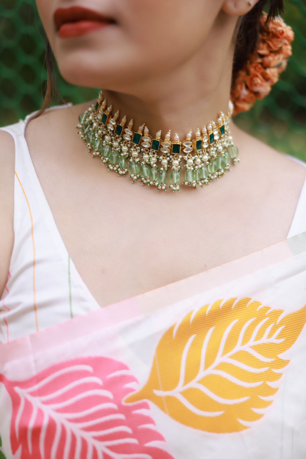 Ivory White Soft Silk Saree With Woven Leaves