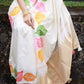 Ivory White Soft Silk Saree With Woven Leaves