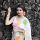 Ivory White Soft Silk Saree With Woven Leaves