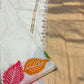 Ivory White Soft Silk Saree With Woven Leaves