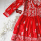 Red Angarkha Short Georgette Chikankari Kurti