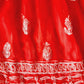 Red Angarkha Short Georgette Chikankari Kurti