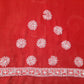 Red Noor Full Jaal Hand Embroidered Lucknowi Chikankari Saree