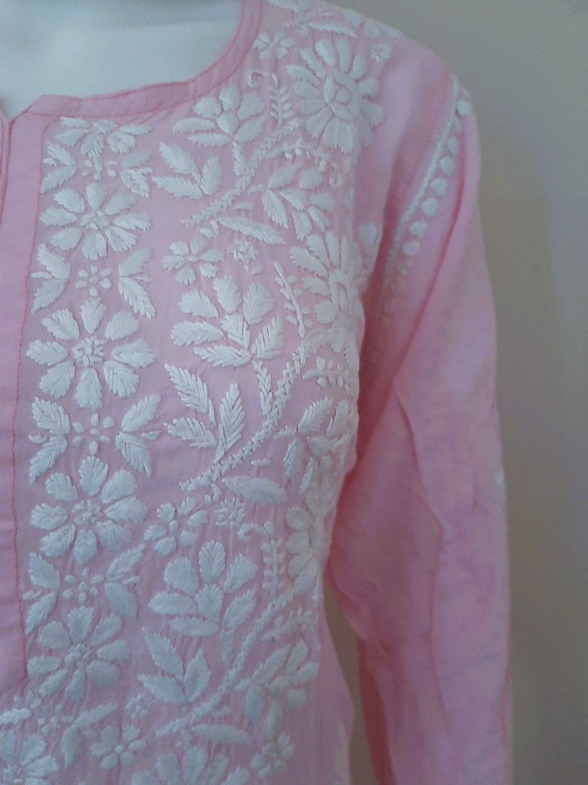 Kaaya Baby Pink Modal Chikankari Kurti