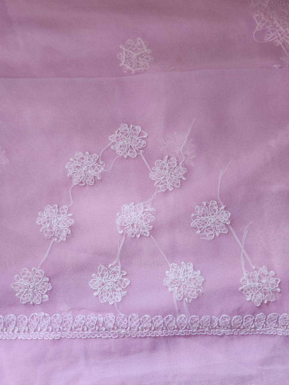 Lavendar Surya Hand Embroidered Lucknowi Chikankari Saree