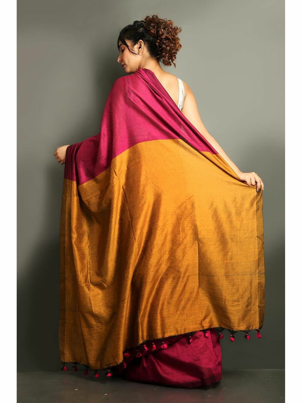 Deep Mauve Handloom Soft Cotton Silk Saree