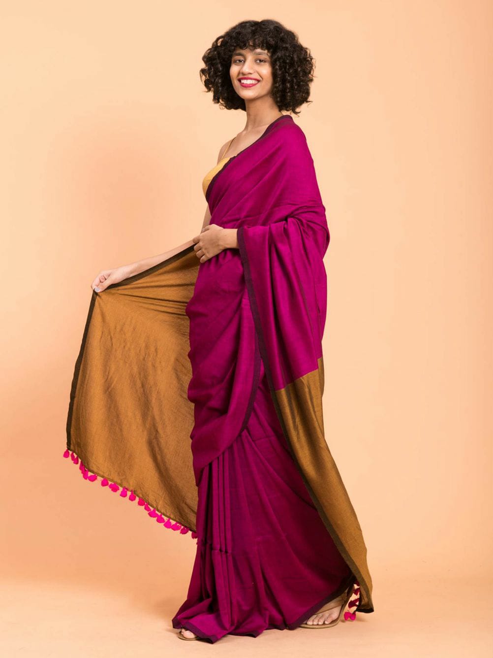 Magenta Handloom Soft Cotton Saree