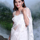 White-On-White Embroidered Net Saree