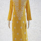 Prisha Magnolia Yellow Pure Cotton Straight Fit Chikankari Kurti