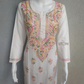 Avanya White Soft Cotton Chikankari Kurti With Multicolor Thread Embroidery