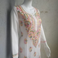 Avanya White Soft Cotton Chikankari Kurti With Multicolor Thread Embroidery