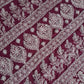 Wine Noor Full Jaal Hand Embroidered Lucknowi Chikankari Saree