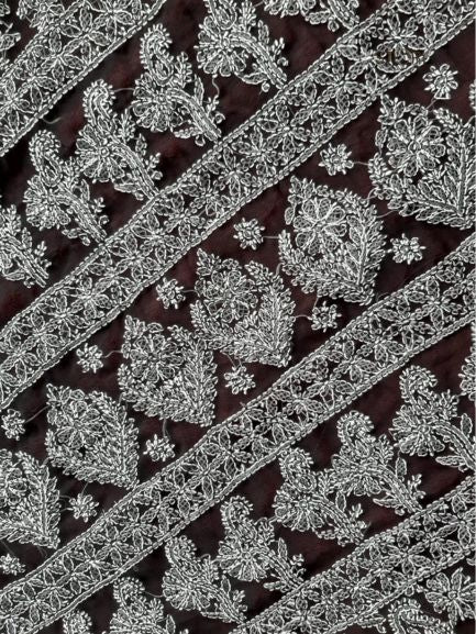 Black Noor Full Jaal Hand Embroidered Lucknowi Chikankari Saree