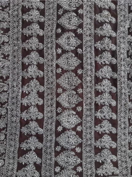 Black Noor Full Jaal Hand Embroidered Lucknowi Chikankari Saree