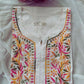 Avanya White Soft Cotton Chikankari Kurti With Multicolor Thread Embroidery