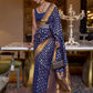 Ink Blue Handloom Woven Raw Khadi Silk Saree