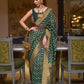 Pine Green Handloom Woven Raw Khadi Silk Saree