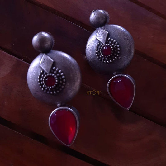 Neepa Silver Look Alike Oxidised Earrings