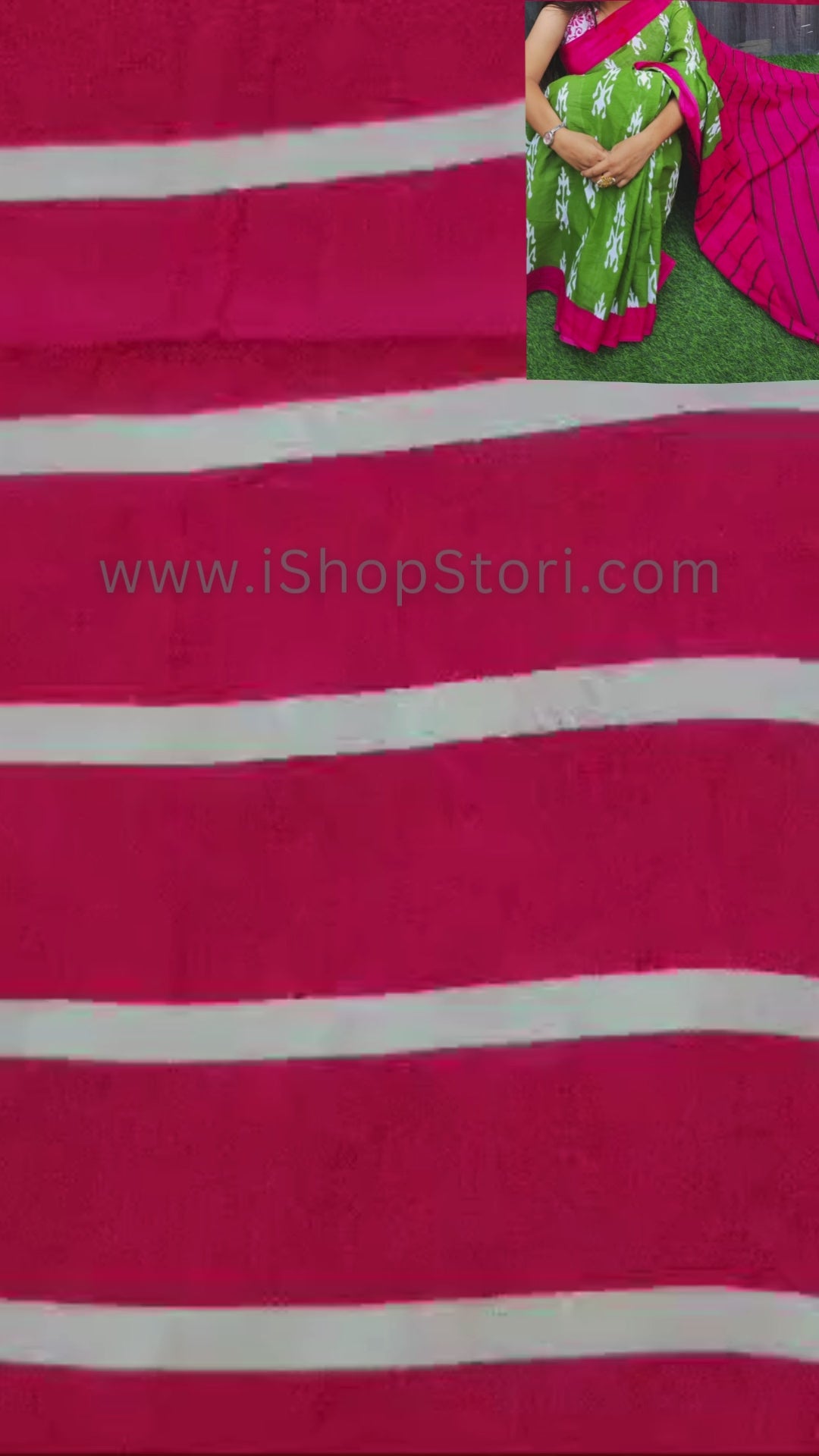 Buy Fresh Green & Pink Cotton Mulmul Saree Online - STORI