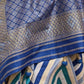 Blue Banarasi Silk Saree With Chevron Stripes