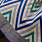 Blue Banarasi Silk Saree With Chevron Stripes