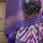 Purple Banarasi Silk Saree With Chevron Stripes