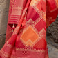 Banarasi Silk Saree With Red Diamond Palettes