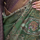 Green & Purple Silk Saree With Exotic Art Printed Border