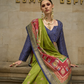 Green & Red Silk Saree With Exotic Art Printed Border