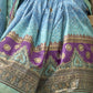 Green & Blue Silk Saree With Exotic Art Printed Border