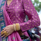 Purple Silk Saree With Exotic Art Printed Border