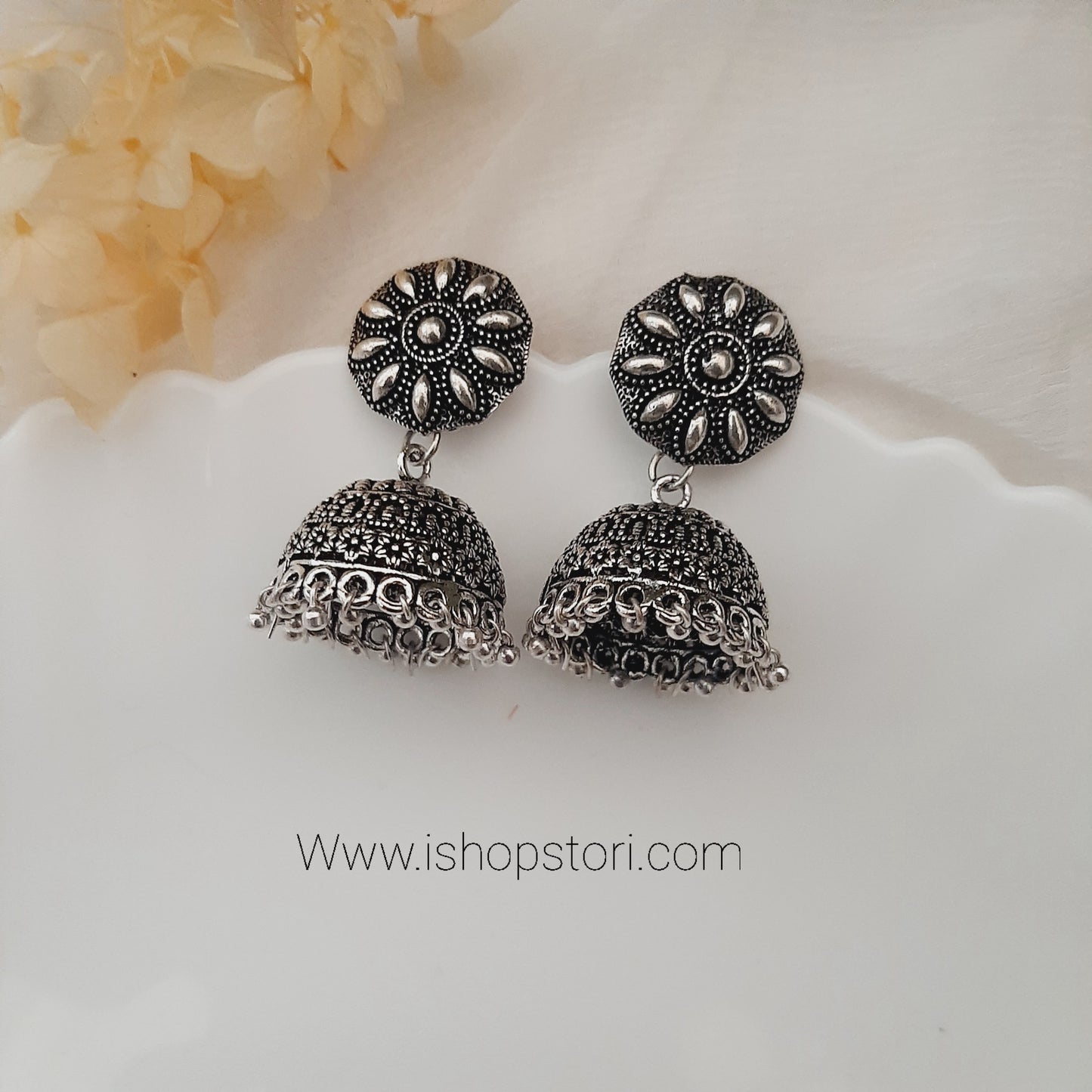 Gumbaz Small Oxidised Dailywear Jhumkis