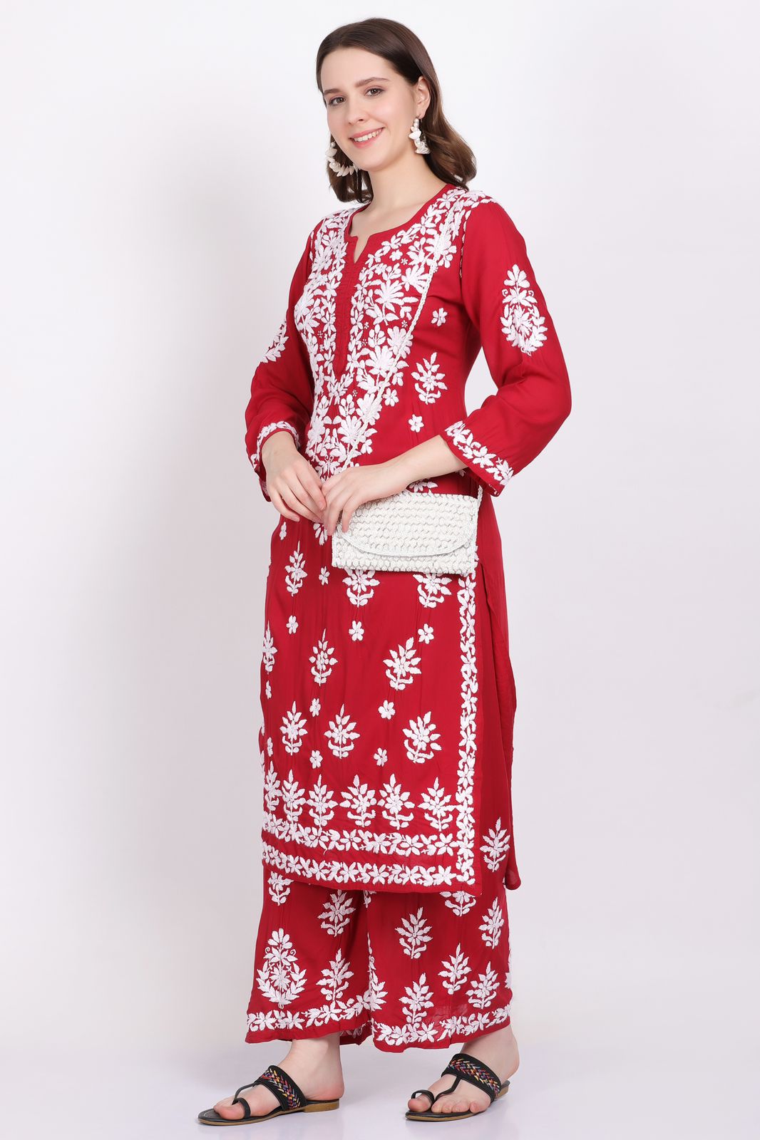 Riya Soft Modal Chikankari Kurti & Palazzo Set