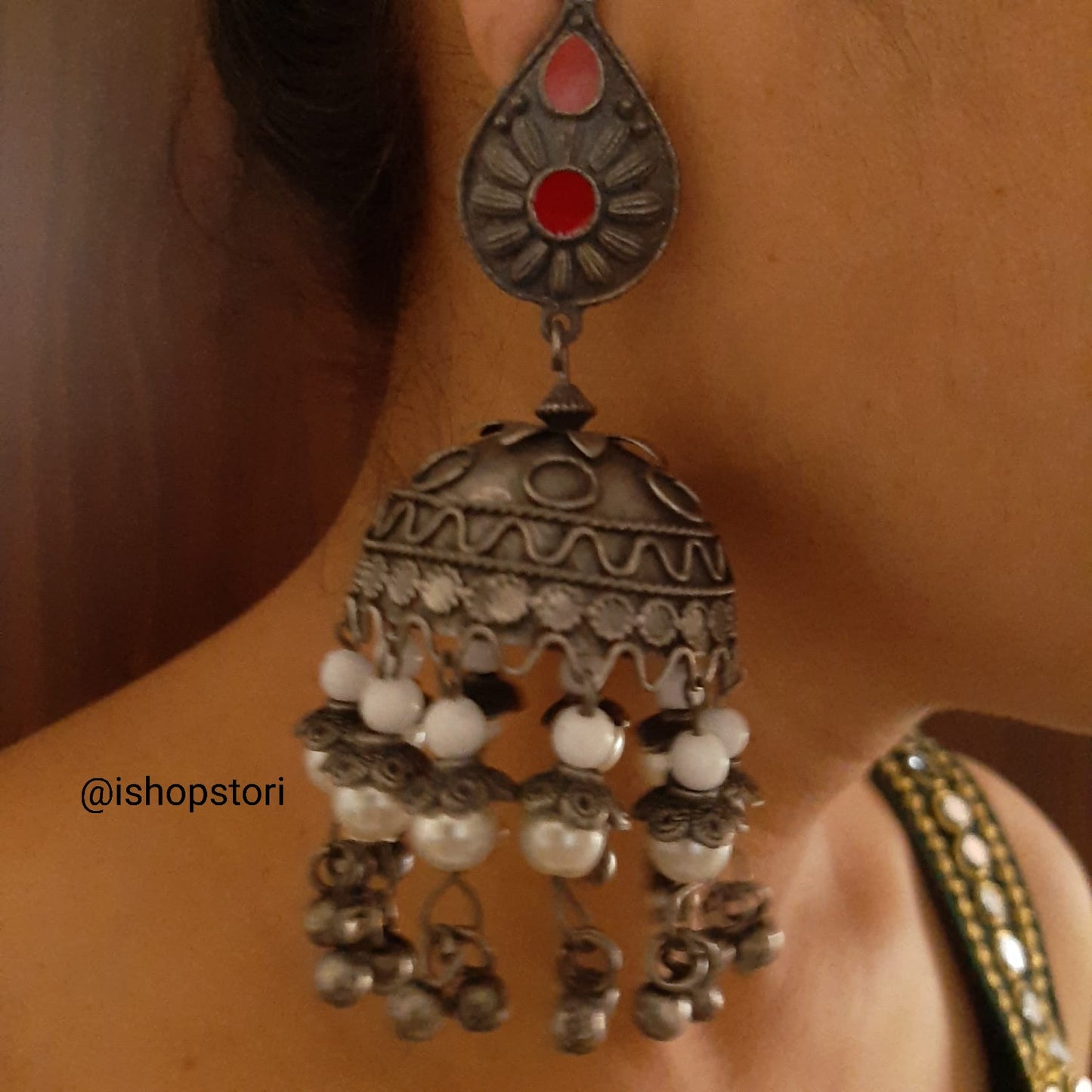 Chandelier Black Polished Oxidized Jumbo Jhumkis