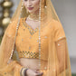 Turmeric Yellow Mirror Work Designer Silk Lehenga