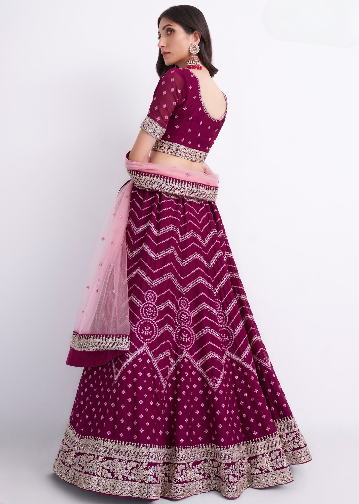 Mystic Magenta Heavy Embroidered Georgette Designer Lehenga