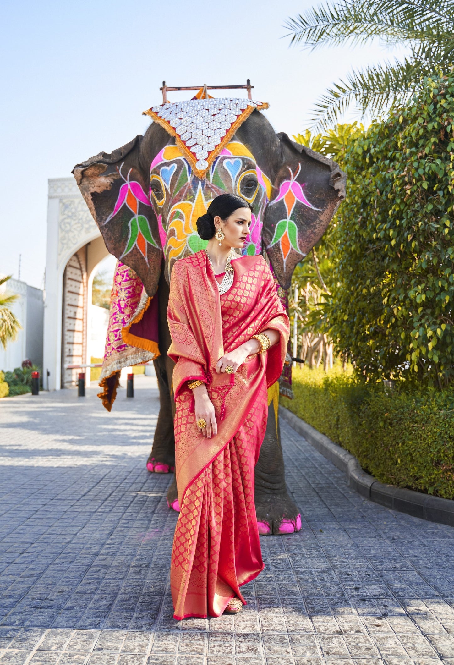 Debian Red Kanjivaram Silk Saree