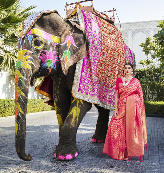 Debian Red Kanjivaram Silk Saree