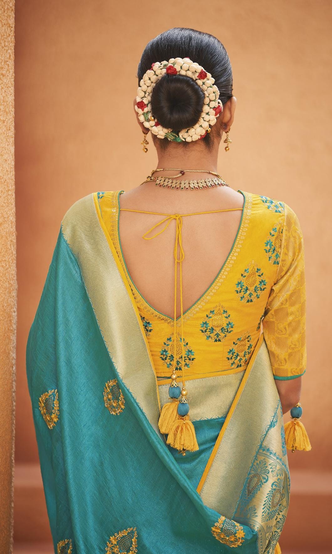 Turquoise Blue Banarasi Silk Saree With Designer Blouse