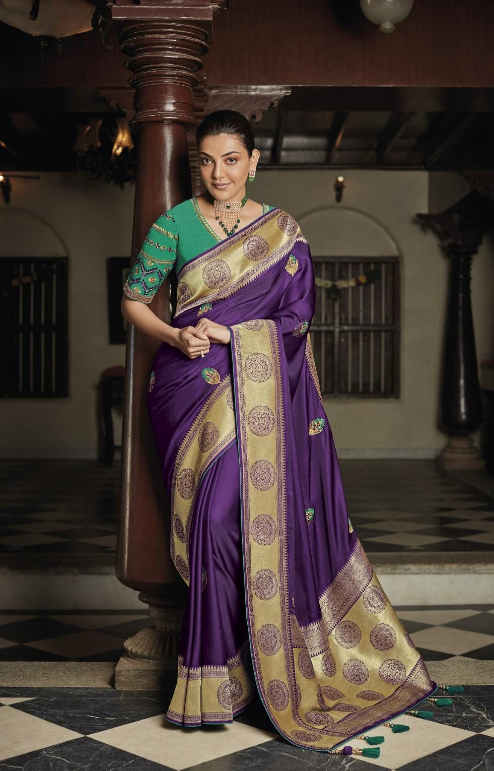 Purple Banarasi Silk Saree With Designer Blouse